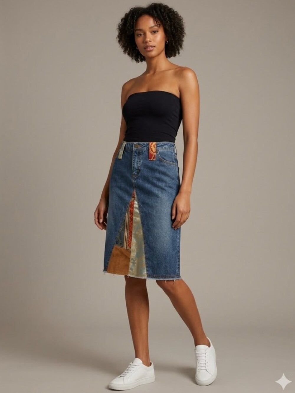 Vintage Y2K Nitro Patchwork Denim Brocade Skirt, VGUC, Size 9
